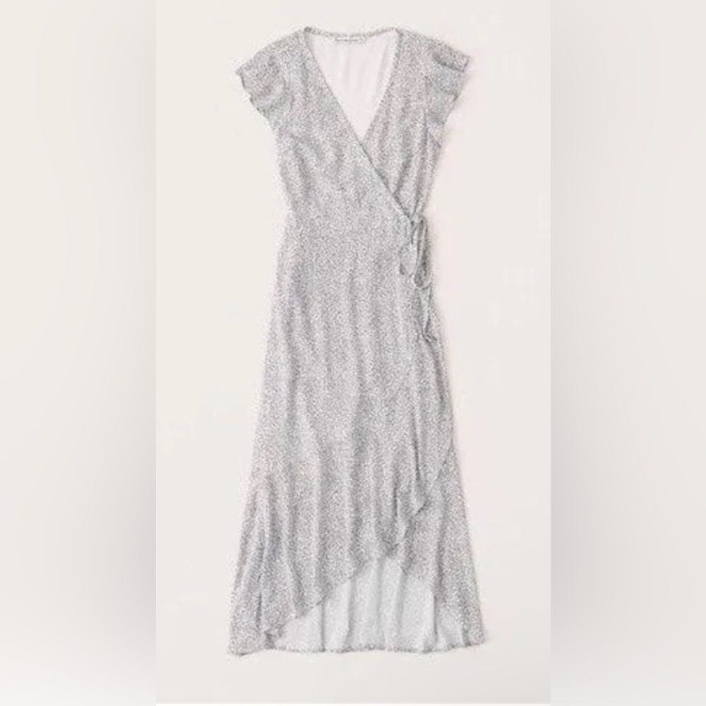Abercrombie & Fitch White & Black Detailed Wrap high Low Dress Size Small EUC